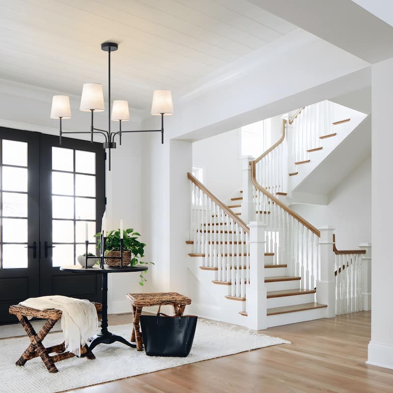 Starsky Transitional & Modern Chandelier with White Fabric Shades