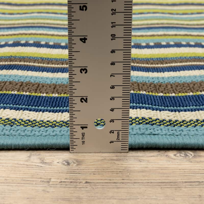Vista Home Catalina Vertical Multi-Stripe Indoor/Outdoor Rug--