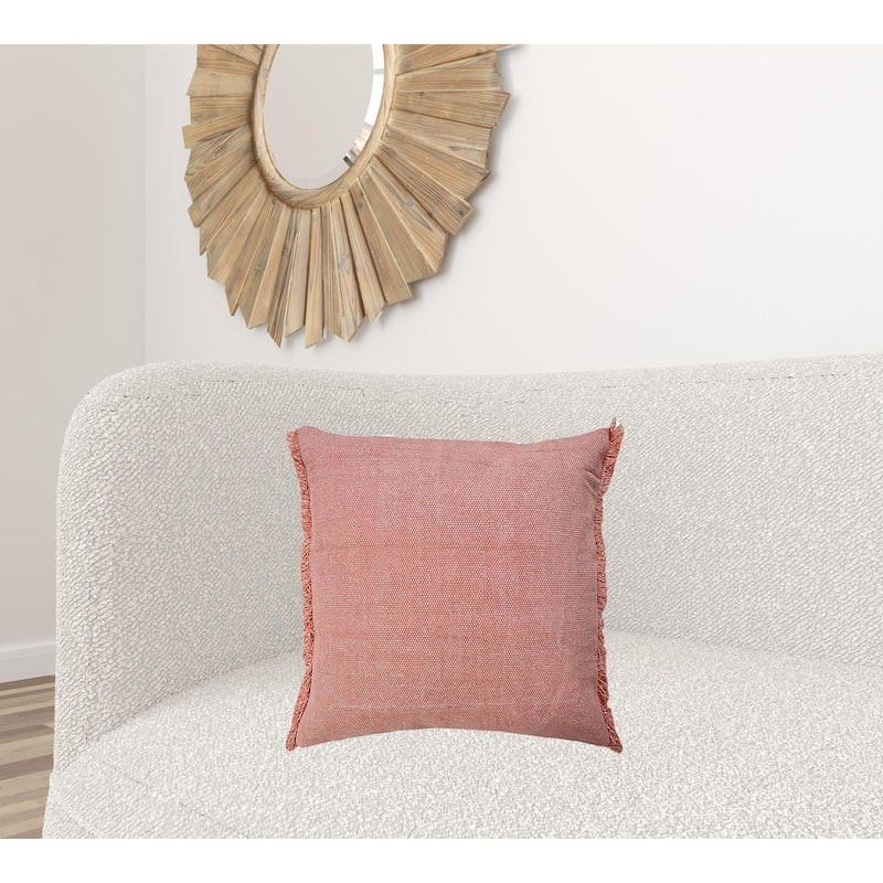 HomeRoots 20" X 20" Dusty Rose Pink And Muted Clay 100% Cotton Zippered Pillow