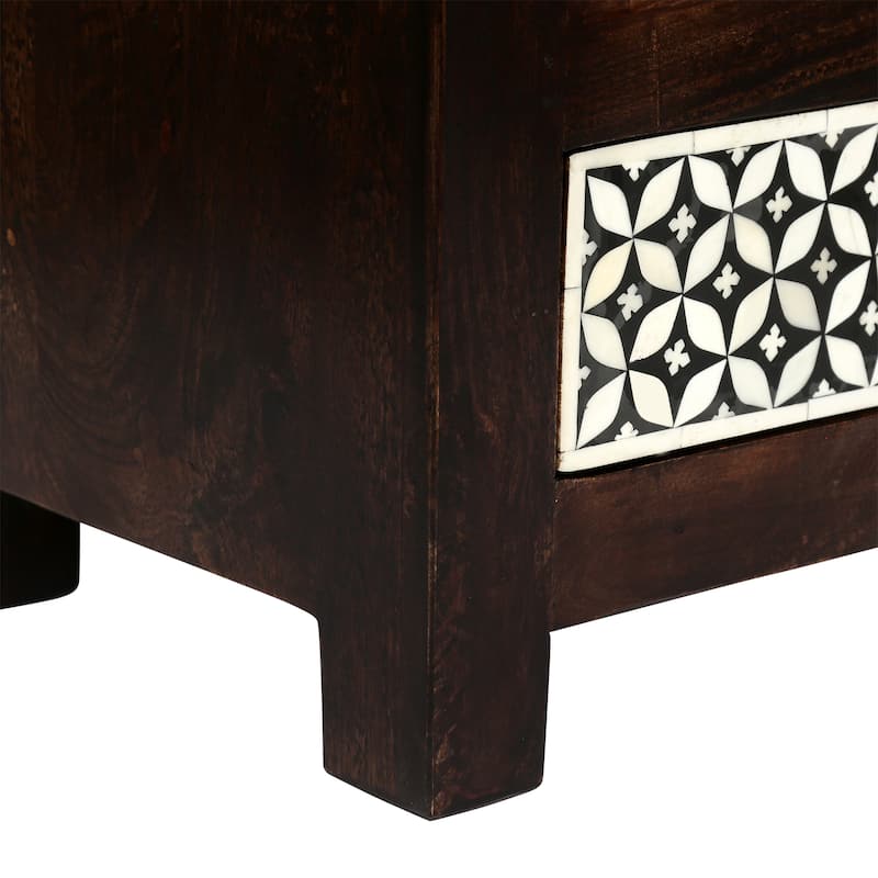 Wooden 3-Drawer Bone-Fitted Nightstand