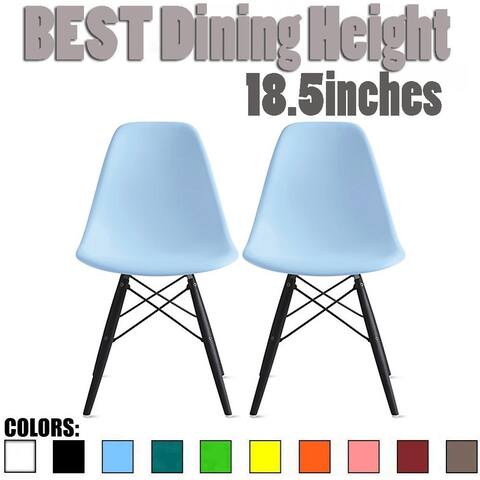 Set of 2 Modern Side Dining Chair Color With Dark Black Wood Legs For Kitchen Eiffel Dowel Work Office Restaurant