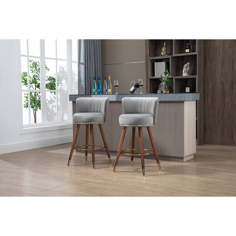 Counter Height Bar Stools Set of 2 for Kitchen Counter Solid Wood Legs