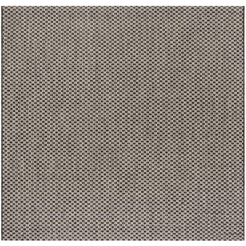 SAFAVIEH Courtyard Judi Indoor/ Outdoor Patio Backyard Rug - 6'7" Square - Black/Light Grey