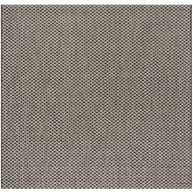 SAFAVIEH Courtyard Judi Indoor/ Outdoor Patio Backyard Rug - 7'1 x 7'1 Square - Black/Light Grey