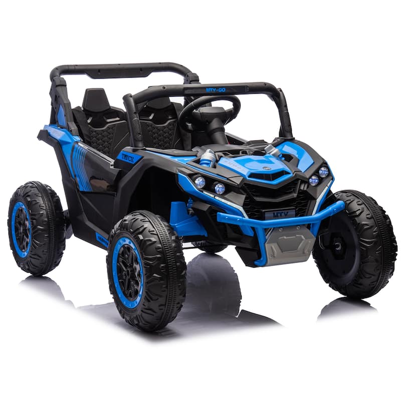Blue Electric Vehicle for Kids with Parent Remote Control, Ride on Car with Seat Belt, Off-Road Vehicle with Battery Indicator