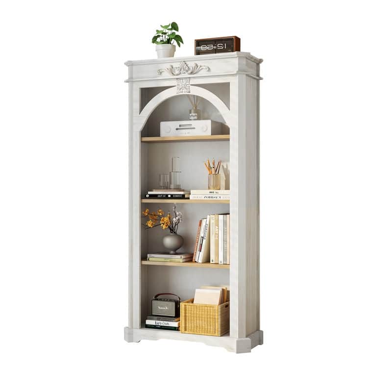 65" Tall Floor Standing Bookcase,4 Tiers Arched Bookshelf for Home Office,Living Room