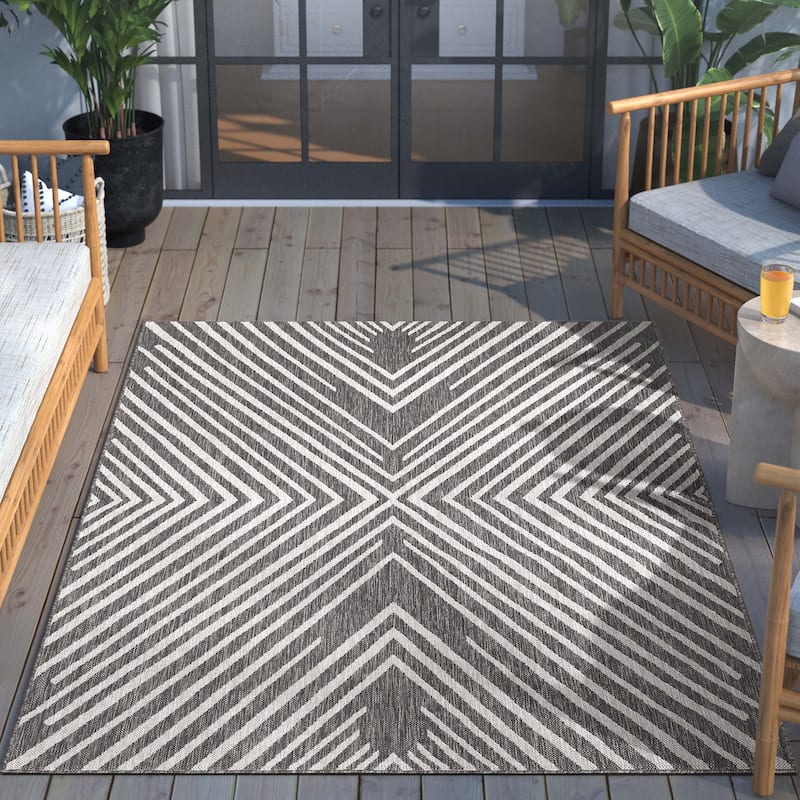 Well Woven Medusa Kesia Indoor Outdoor Striped Modern Area Rug
