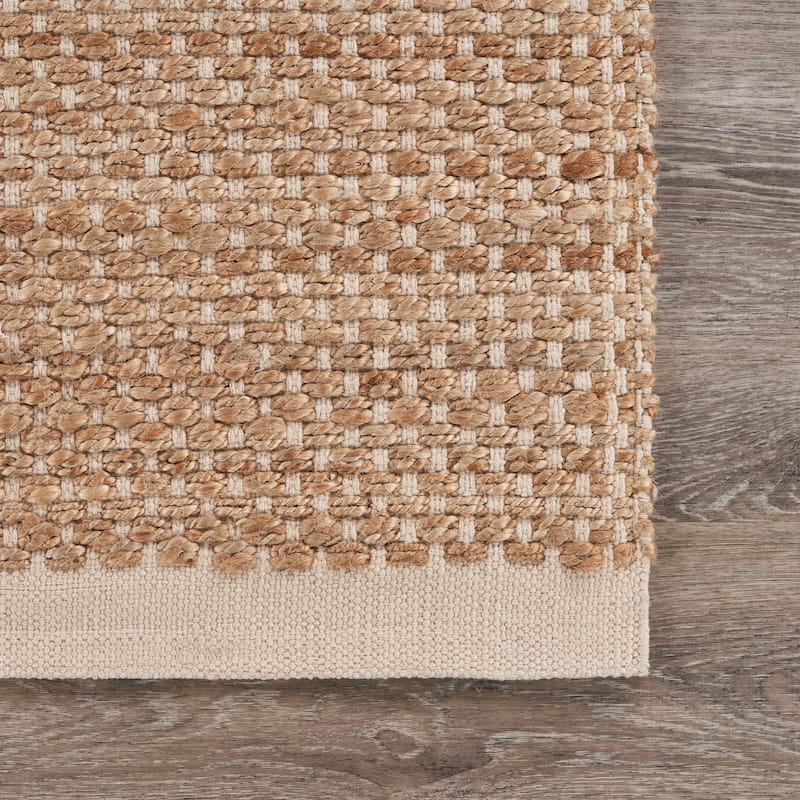 Sevita Organic Jute Bordered Area Rug, Tan and Off-White