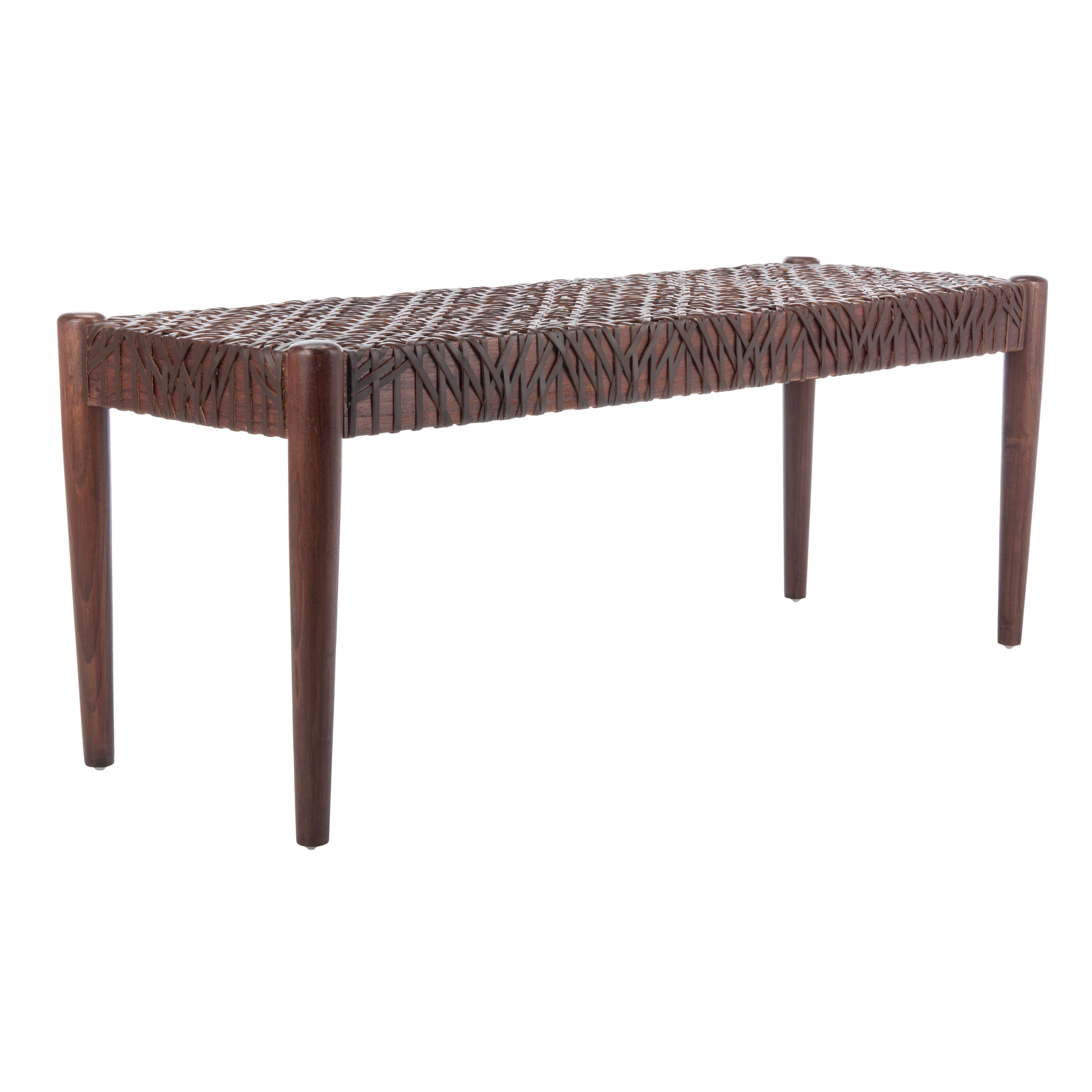 SAFAVIEH Bandelier Wood and Leather Bench. 47 W x 16 D x 19 H Bed Bath Beyond 21185476