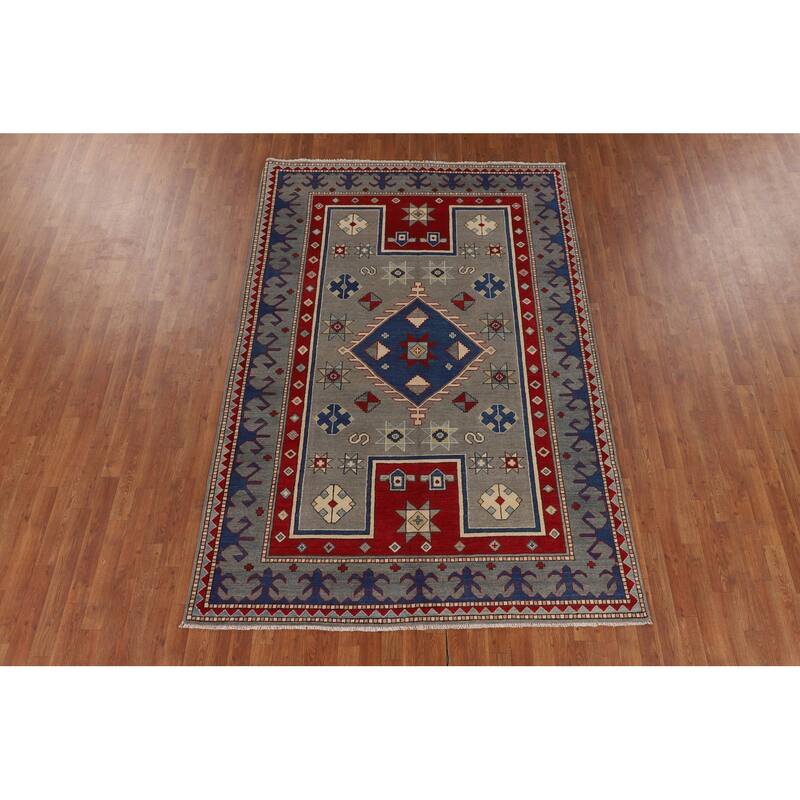 Kazak Oriental Area Rug Handmade Wool Carpet - 5'11" x 8'11"