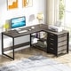 59 inch L Shaped Computer Desk with Storage Drawers for Home Office ...