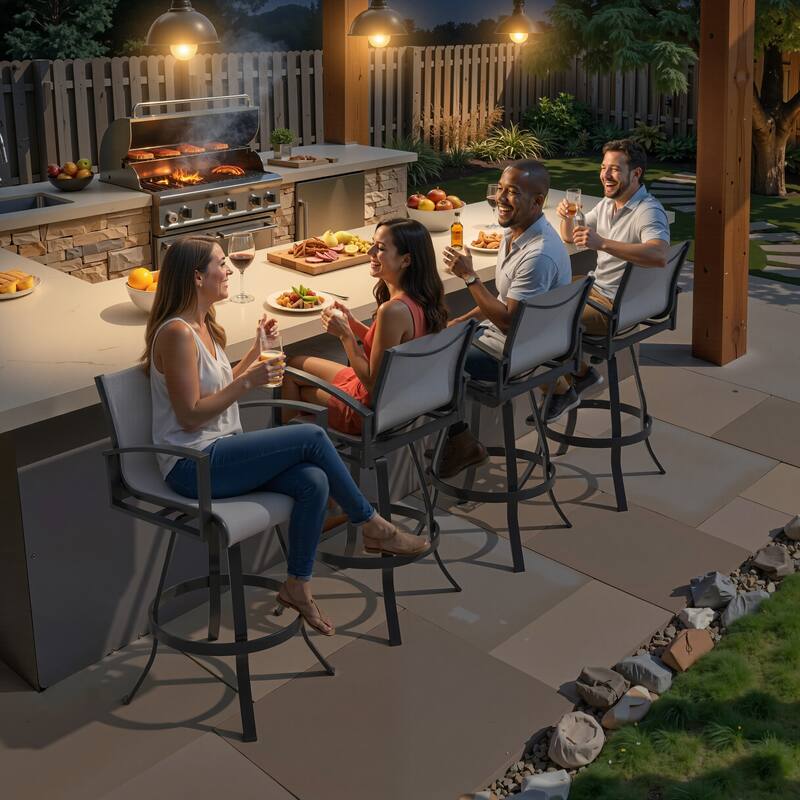 Outdoor All-weather Swivel Aluminum Bar Stools Sunbrella