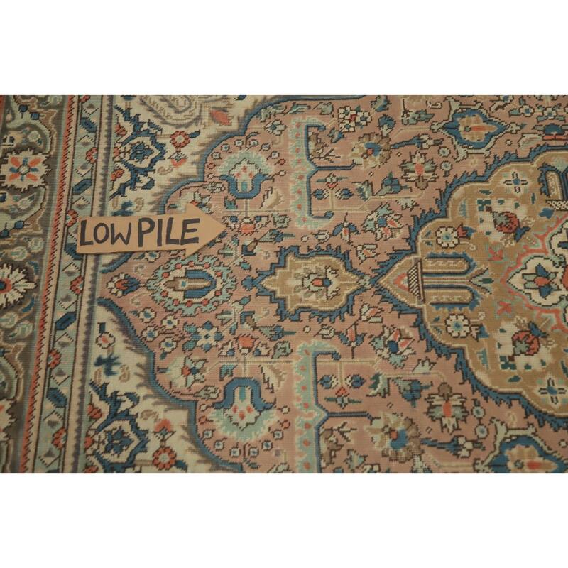 Hand Knotted Oriental 100% Wool Carpet Traditional Floral Pink Tabriz Area Rug - 6' 6'' X 4' 10''