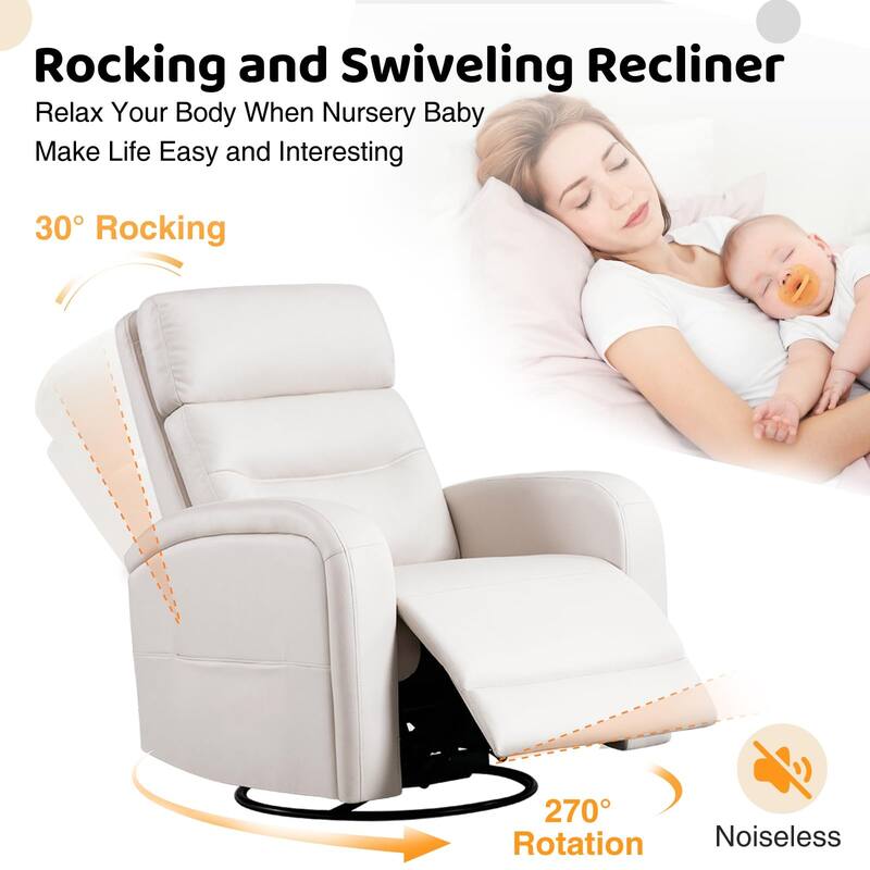 Aemeios Faux Leather Swivel Glider Rocker Manual Recliner Set of 2