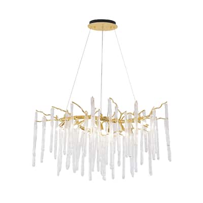36" Gold Aluminum Chandelier With Clear Glass