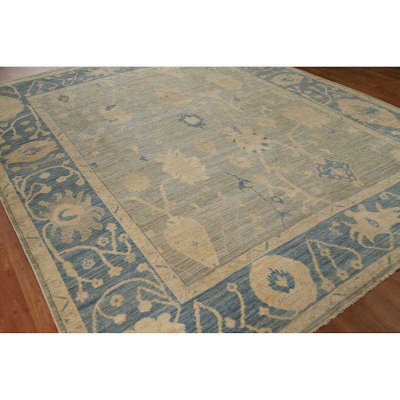 Vegetable Dye Oushak Turkish Rug Transitional Hand-Knotted Wool Carpet - 8'3"x 9'11"