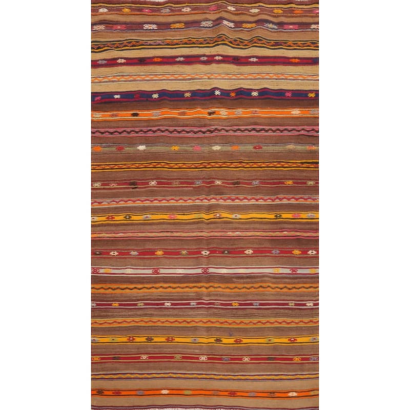 Hand Woven Oriental 100% Wool Carpet Southwestern Tribal Multi-Colored Kilim Area Rug - 8' 8'' X 5' 0''