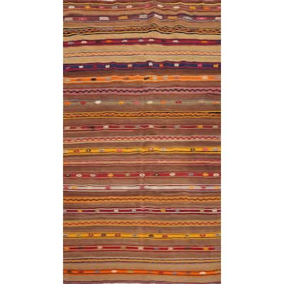 Hand Woven Oriental 100% Wool Carpet Southwestern Tribal Multi-Colored Kilim Area Rug - 8' 8'' X 5' 0''