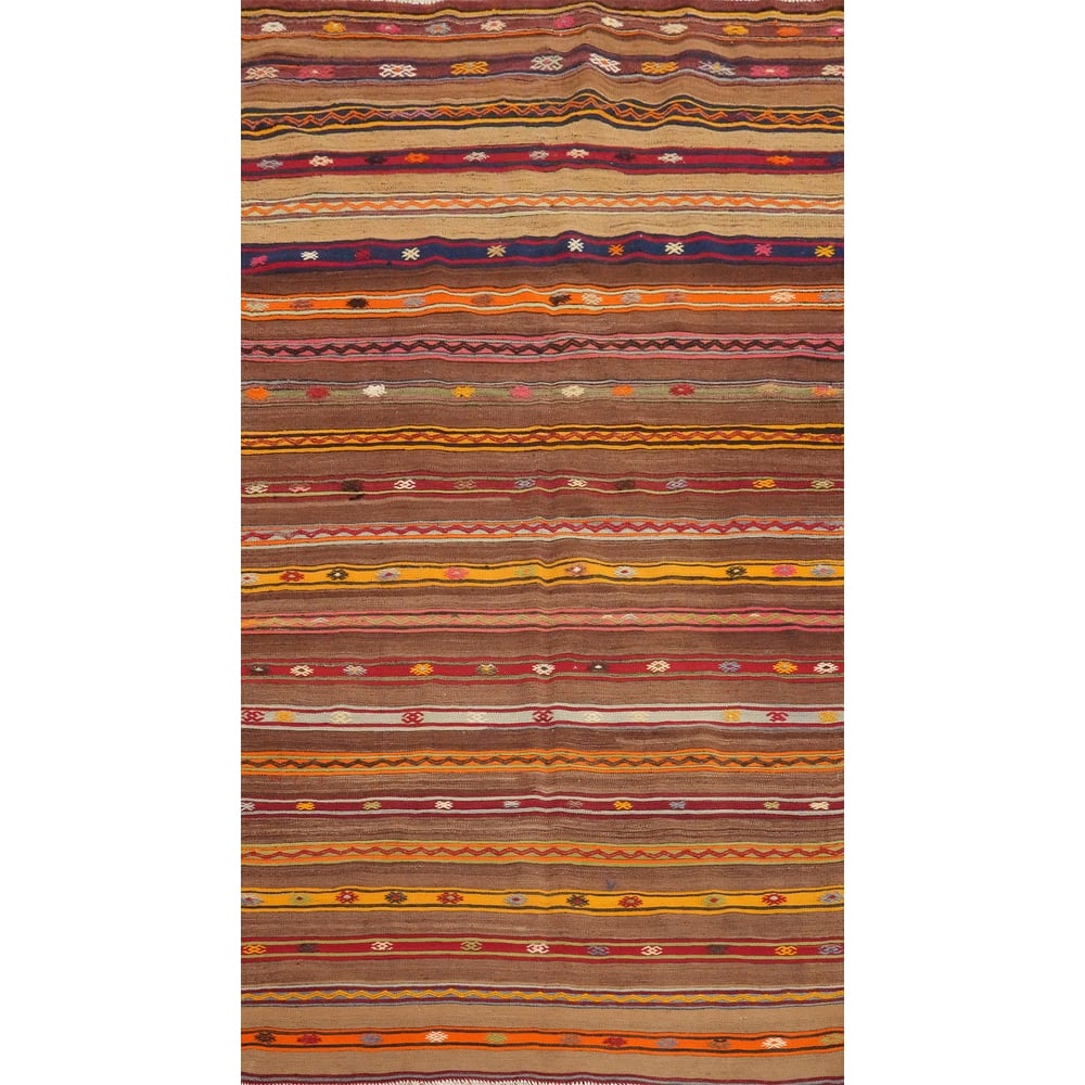 Hand Woven Oriental 100% Wool Carpet Southwestern Tribal Multi-Colored Kilim Area Rug - 8' 8'' X 5' 0''