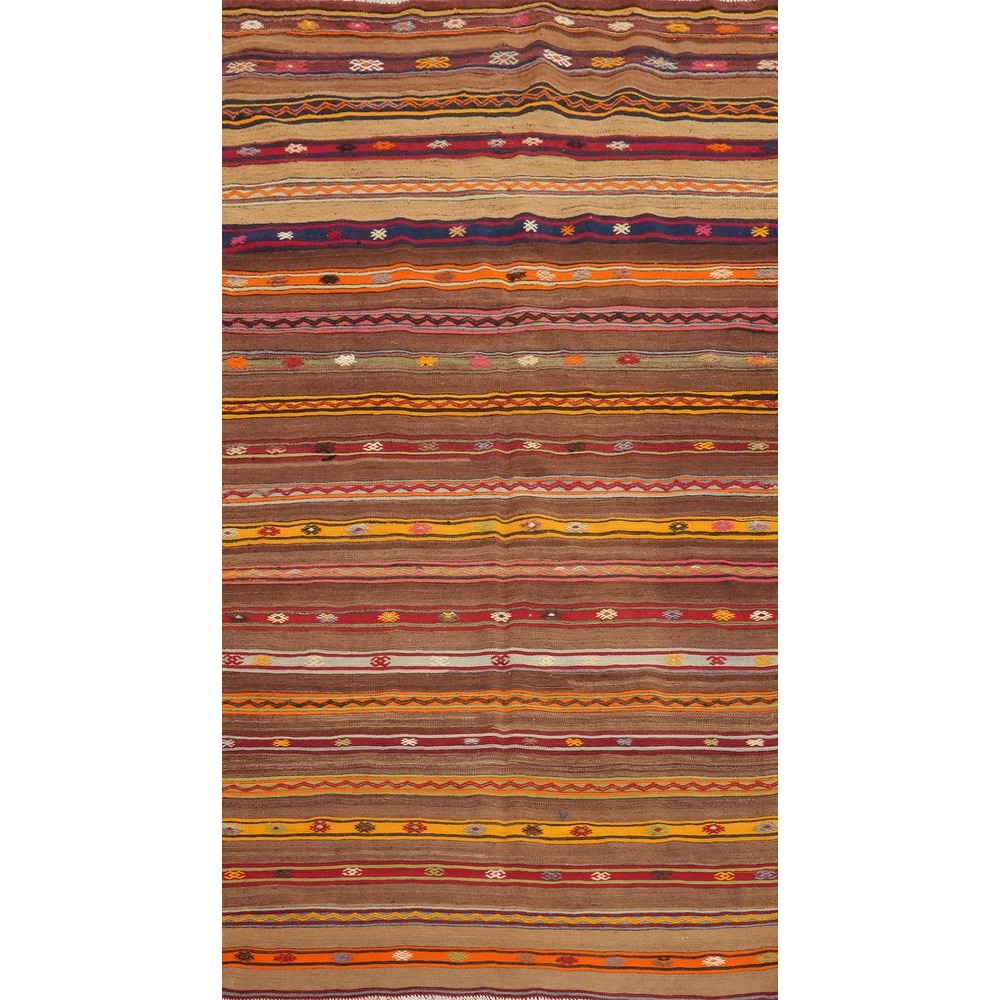 Hand Woven Oriental 100% Wool Carpet Southwestern Tribal Multi-Colored Kilim Area Rug - 8' 8'' X 5' 0''