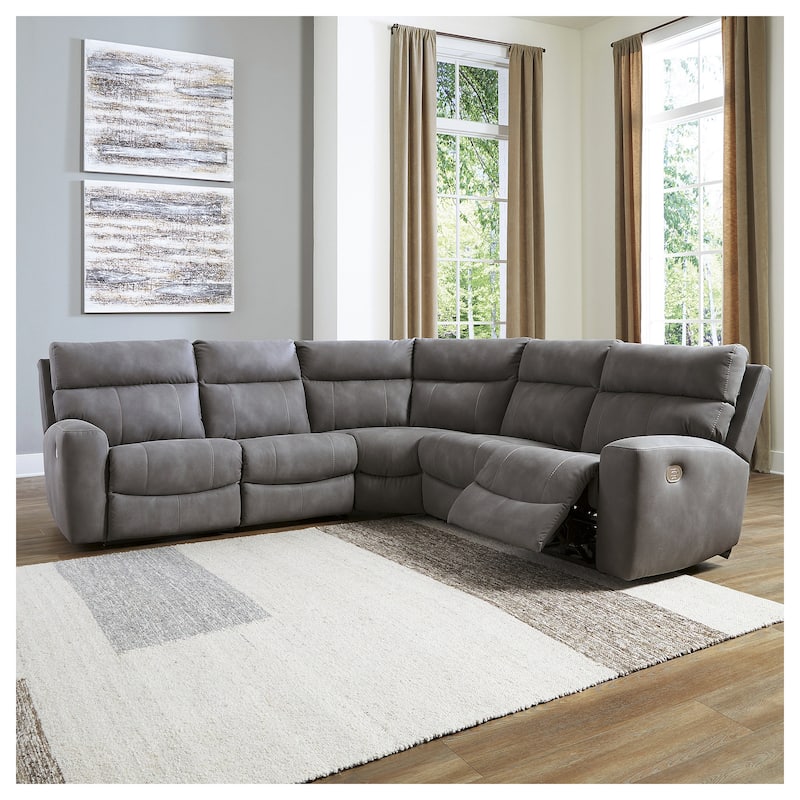 Signature Design by Ashley Next-Gen DuraPella 5-Piece Power Reclining Sectional - 105.5"W x 104.5"D x 42"H - Grey