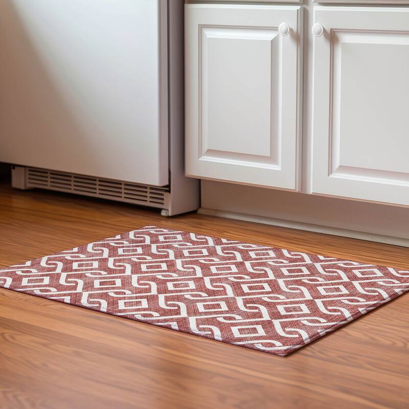 Premium Washable Super Soft Modern Medallions Mayfield Rug - Burgundy - 1' 8" x 2' 6" - Rectangle