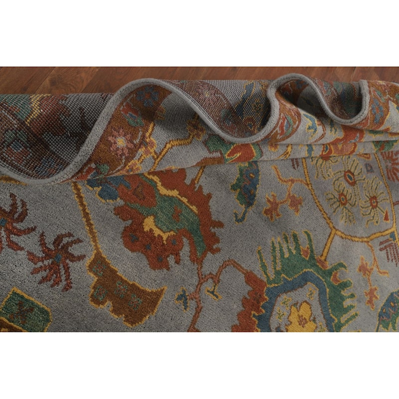 All-Over Oushak Area Rug Hand-Knotted Wool Carpet - 8'0" x 10'0"