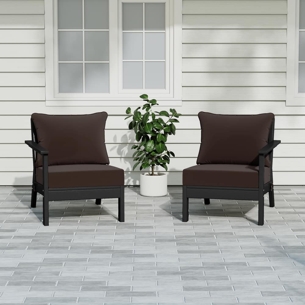 Birchwood All Weather HDPE Outdoor Patio Deep Seating Black Loveseat (2-Piece)