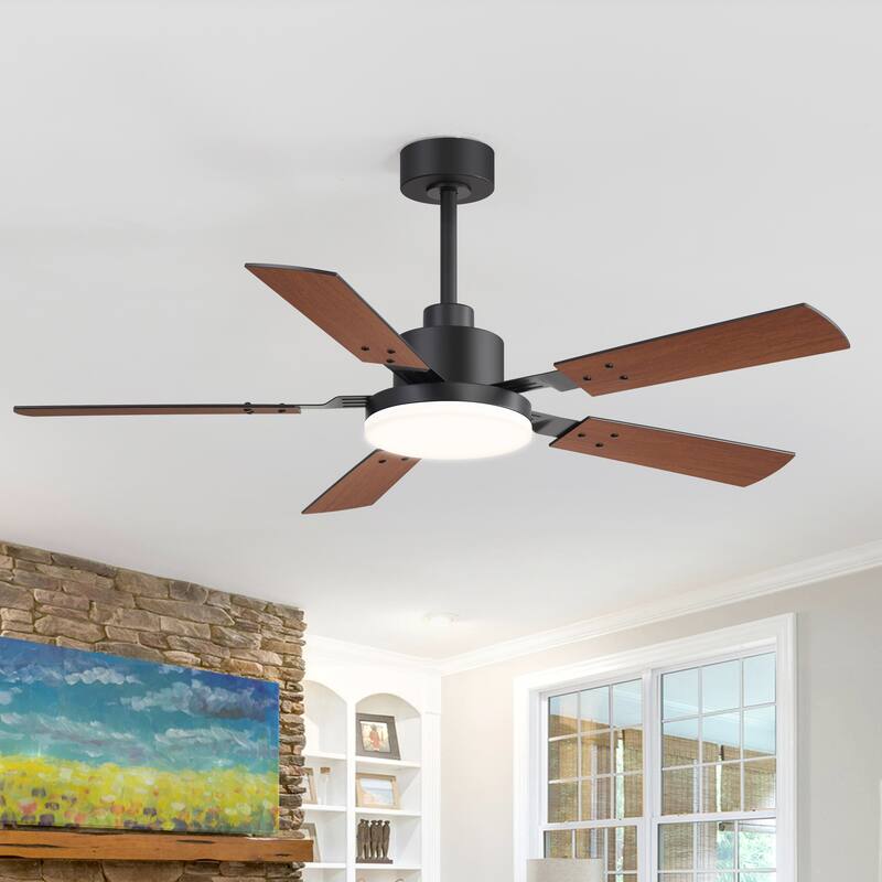 52 Inch Reversible 5-Blade Integrated LED Ceiling Fan with Light and Remote