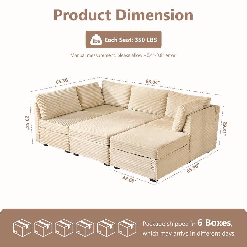 XIZZI Modular Sectional Sofa Chaise Couch with Ottoman