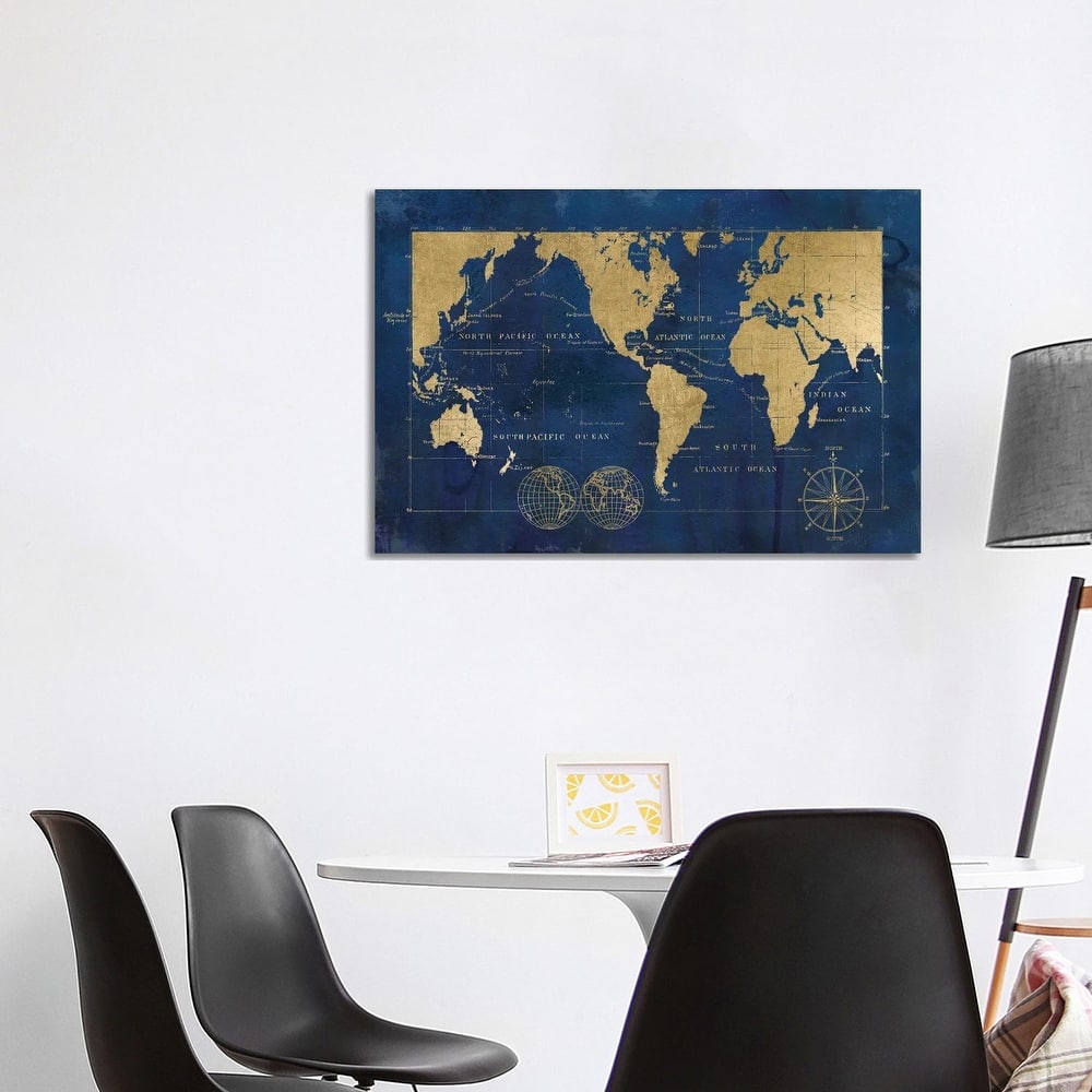 iCanvas "Indigo World Map" by Carol Robinson Canvas Print