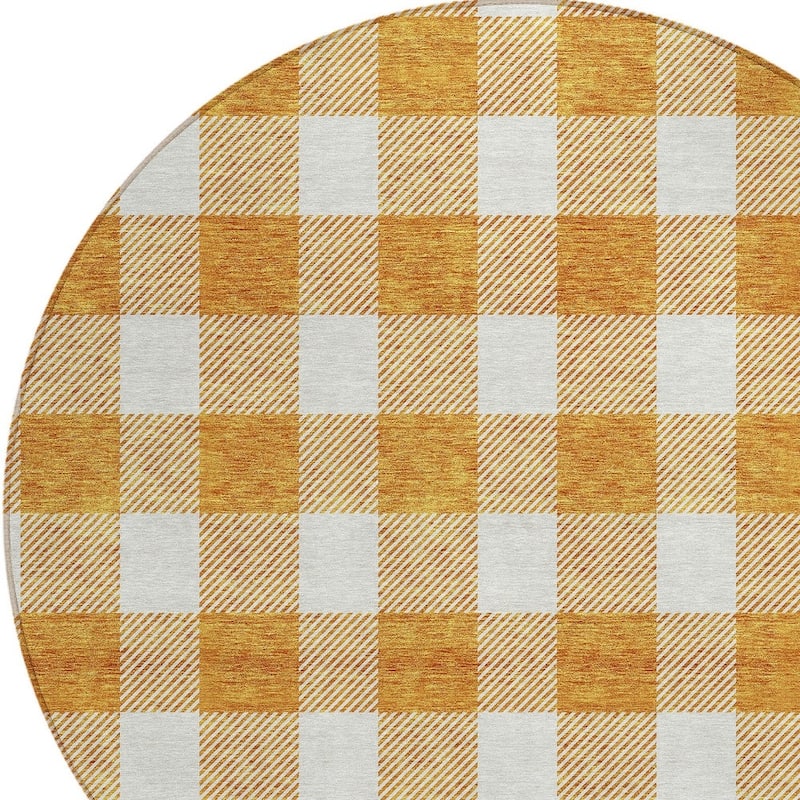 HomeRoots Plaid Transitional Rectangle Outdoor Rug