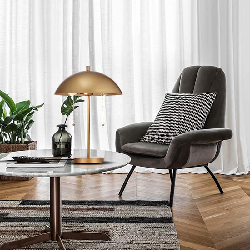 Casey Matte Gold 2-Light Metal Dome Table Lamp