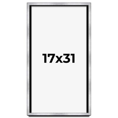 17x31 Shadow Box Frame Silver | 1.375 Inches Deep Real Wood
