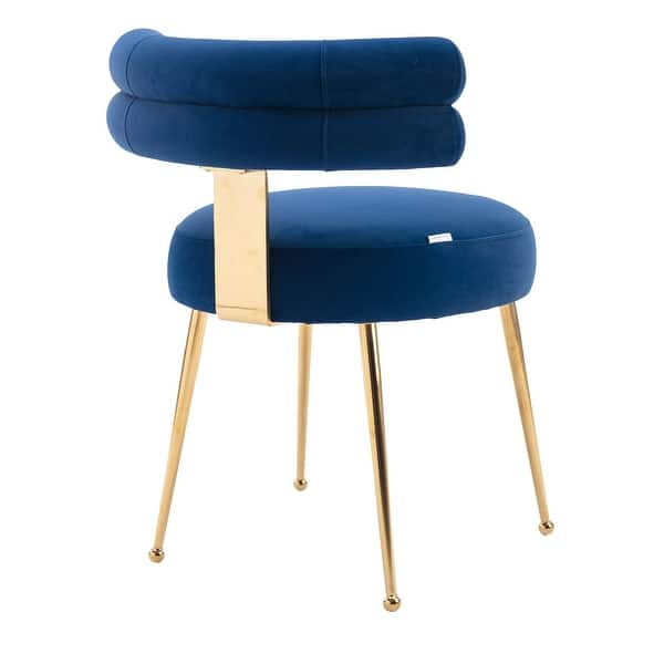 Velvet Modern Upholstered Dinning Chair with Golden Metal Legs, Mid ...