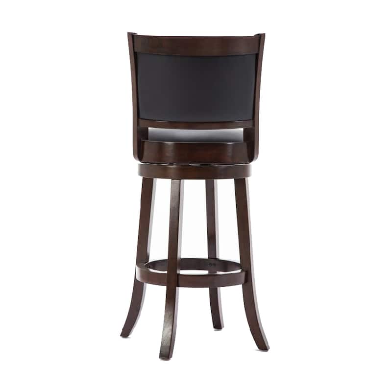 Round Wooden Swivel Barstool with Padded Seat and Back - 19.5 H x 43.5 W x 18 L Inches