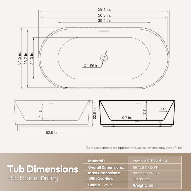 Linyi Freestanding Acrylic Soaking Bathtub