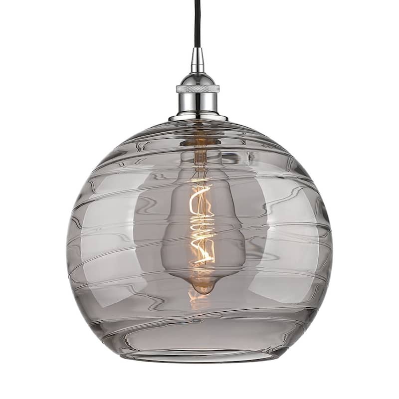 Innovations Lighting 616-1P 13 12 Athens Deco Swirl Pendant Athens - Polished Chrome / Light Smoke Deco Swirl