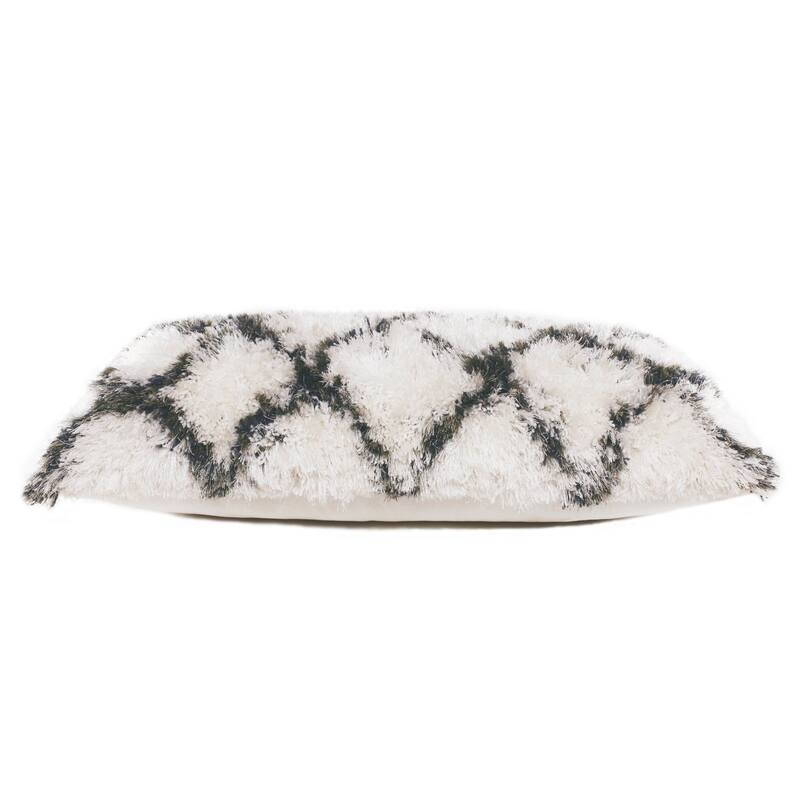 HomeRoots 14" X 36" Black And White Polyester Geometric Zippered Pillow