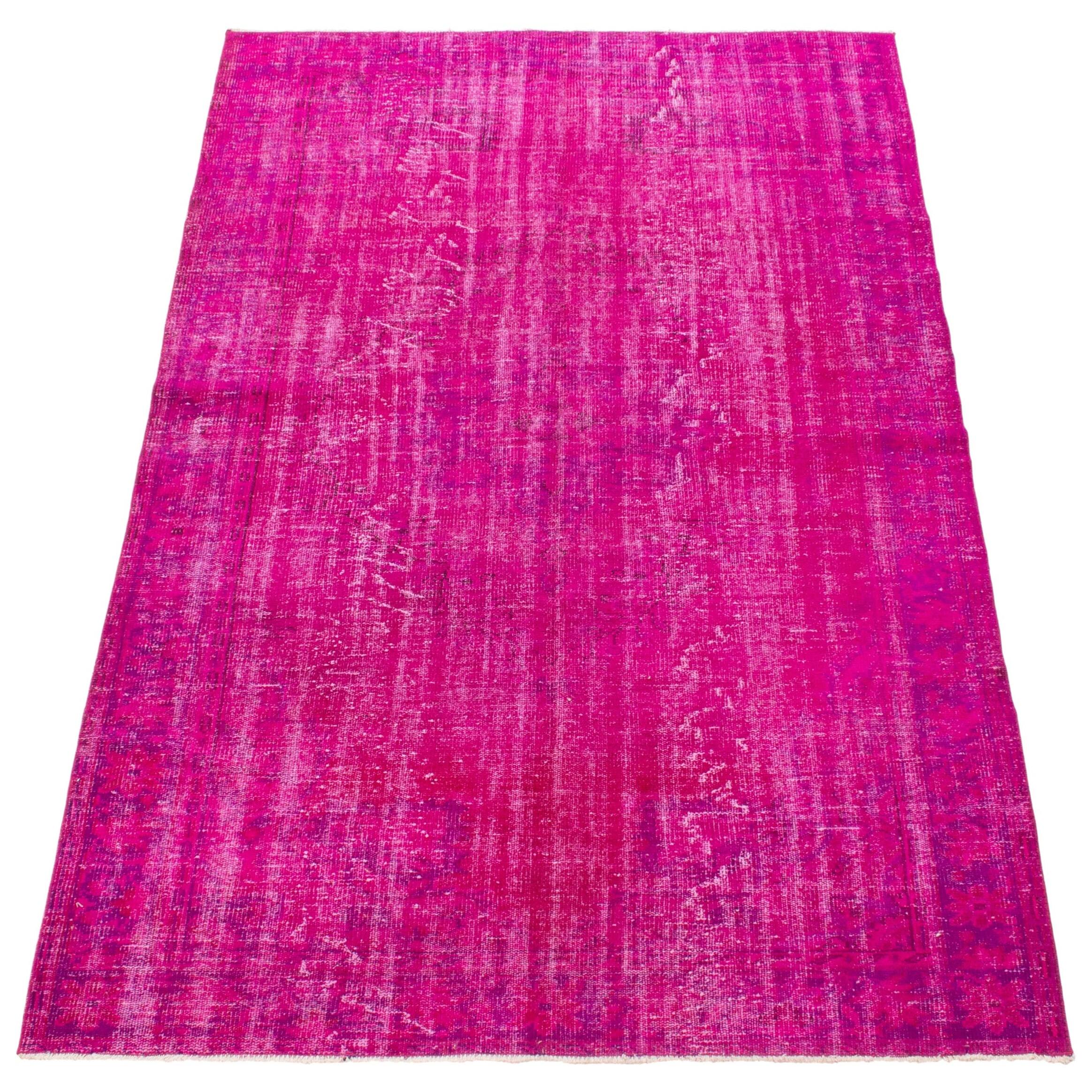 ECARPETGALLERY Handknotted Color Transition Dark Pink Wool Rug 5'8 x