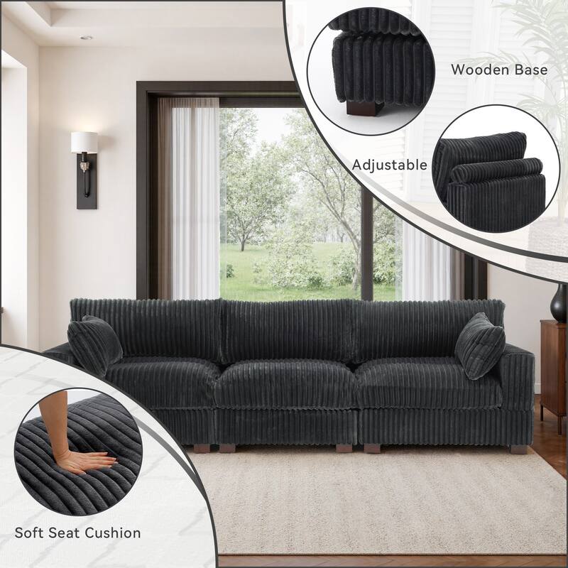 Plush Flannel Modular Sectional Sofa for Living Room