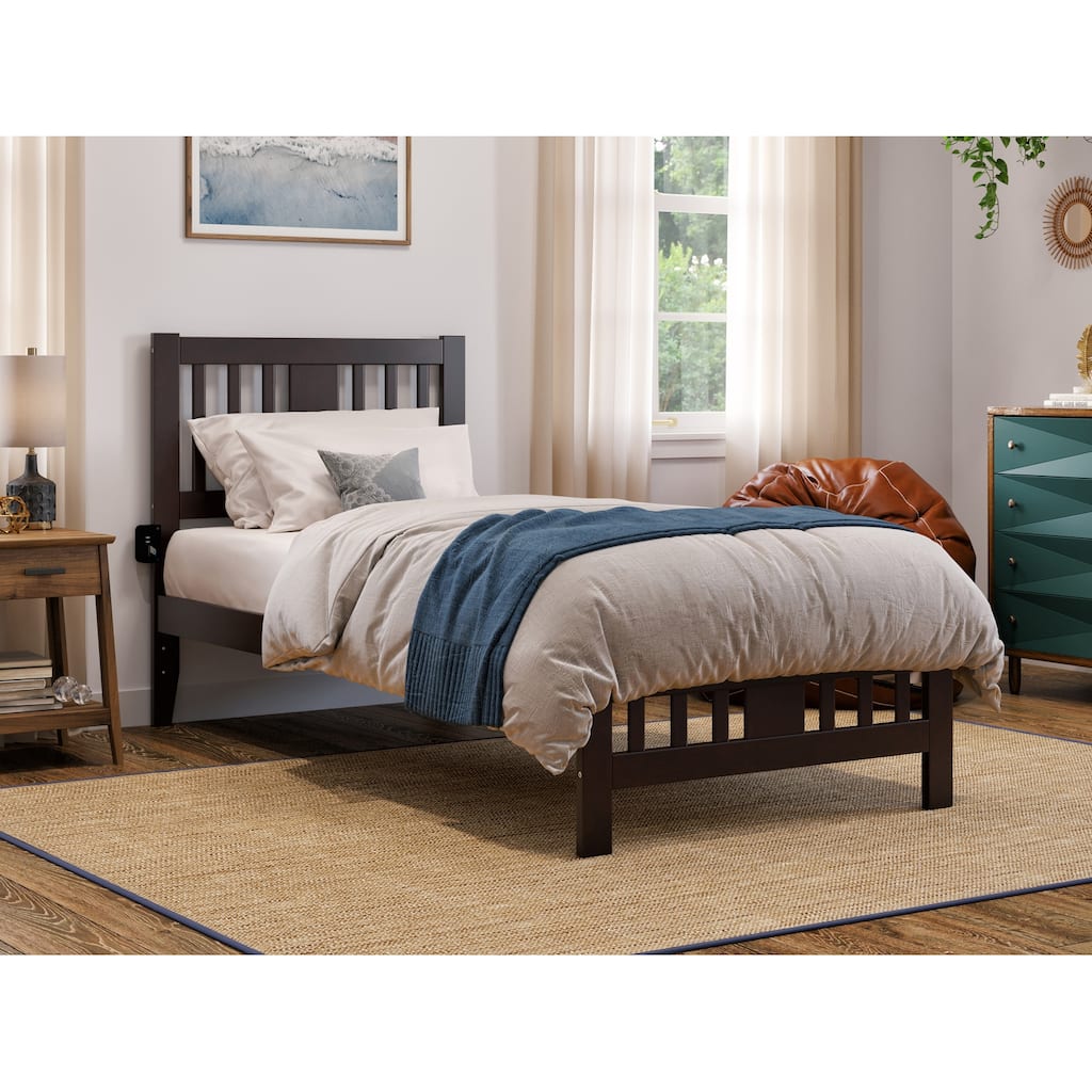 Tahoe Twin XL Platform Bed with Footboard in Espresso