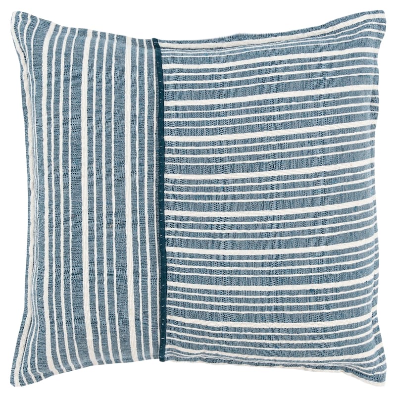 Rizzy Home Woven Stripe Texture Throw Pillow Cover… - Teal/Ivory
