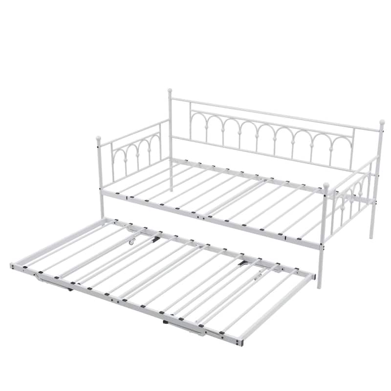 Metal Twin DayBed with Trundle Bed Twin for Adults,Space-Saving Bed