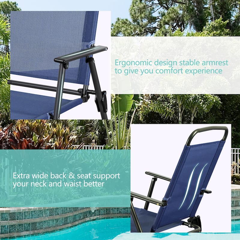 Futzca Folding Patio Dining Set, Garden Patio Furniture Set with Umbrella, Glass Table and 4 Folding Chairs