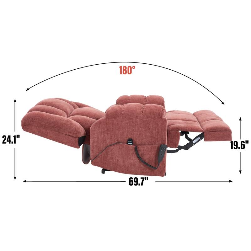 Motor Heat Massage Infinite Position Up to 350 LBS Electric Power Lift Recliners with Power-Remote, Medium-firm and Heavy Duty