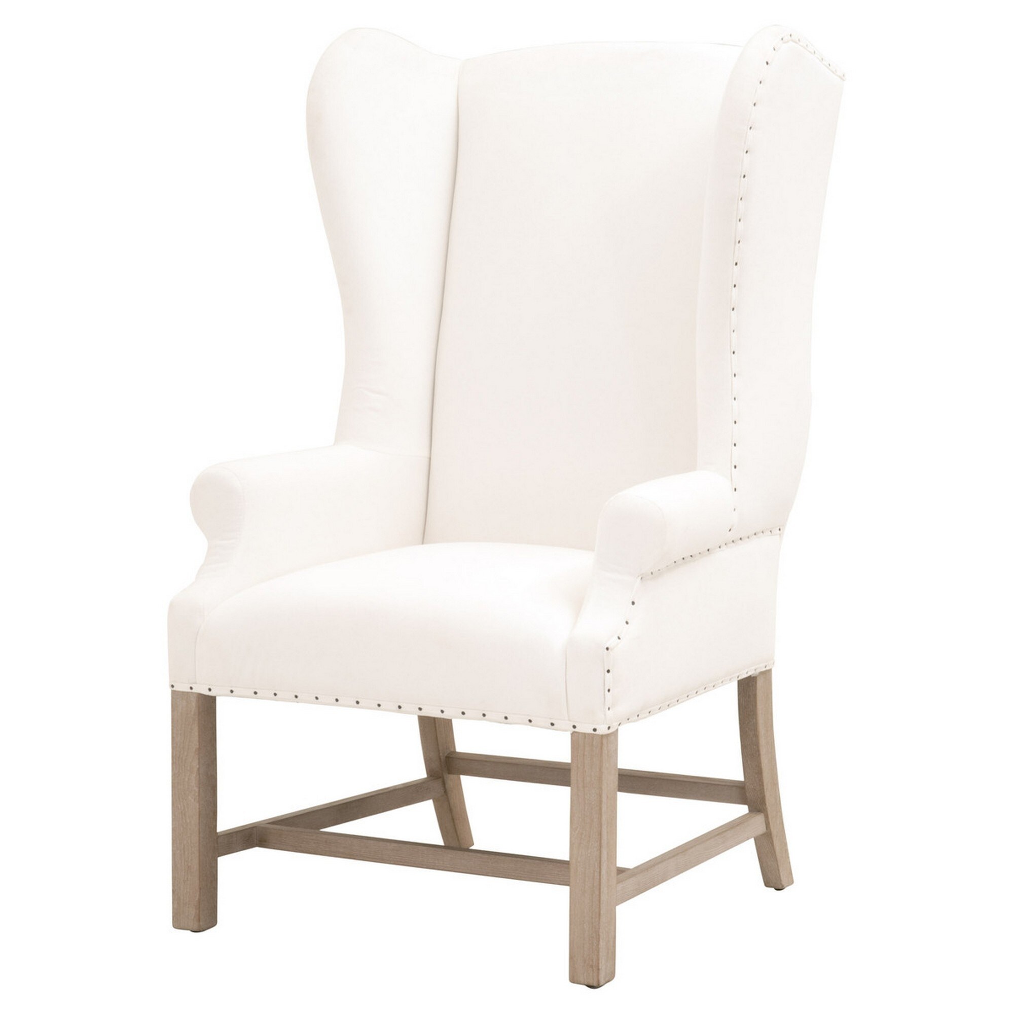 19 5 Inches Wingback Style Fabric Padded Arm Chair White Overstock 32591352
