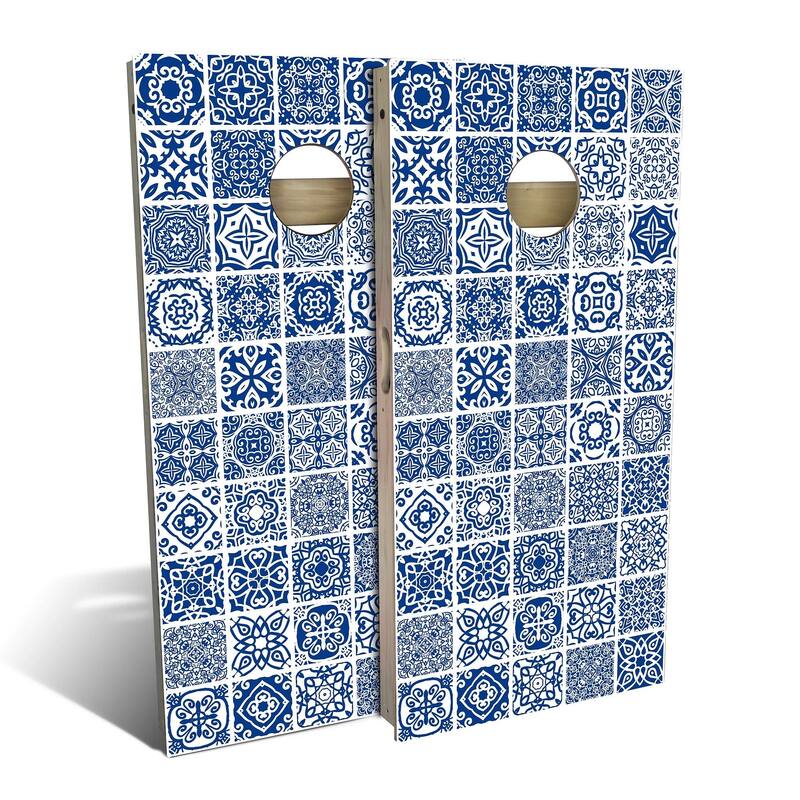 Country Living Blue Tile Outdoor Cornhole Board Set - 2x4 Boards (24" x 48") - NO Accessories