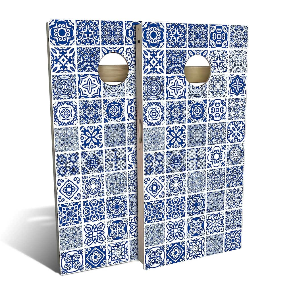 Country Living Blue Tile Outdoor Cornhole Board Set
