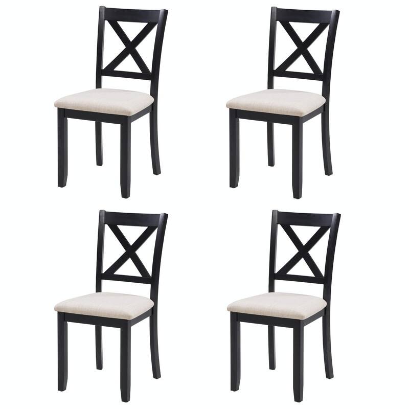 Wooden Dining Chairs Set of 4, Upholstered Kitchen & Dining Room Side Chairs with Padded Seat for Living Room
